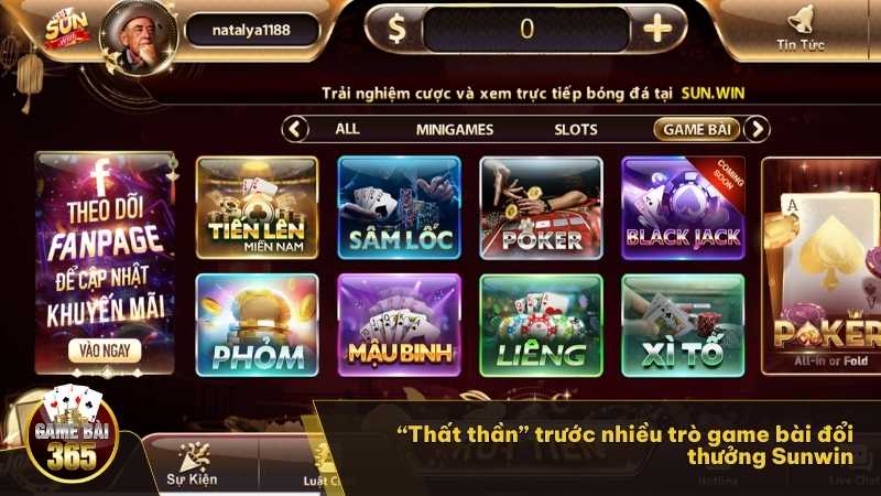 “Thất thần” trước nhiều trò game bài đổi thưởng Sunwin