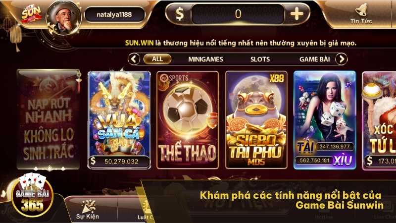 Khám phá các tính năng nổi bật của Game Bài Sunwin