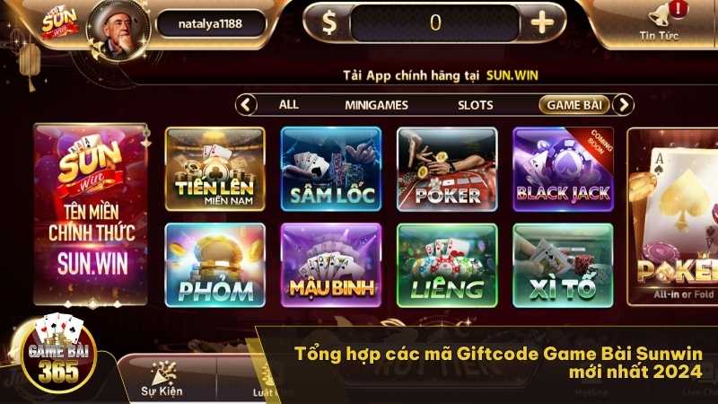 Tổng hợp các mã Giftcode Game Bài Sunwin mới nhất 2024