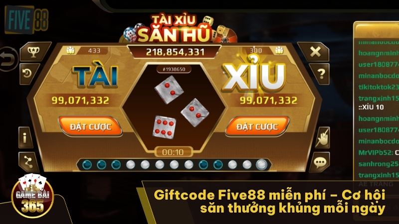 Giftcode Five88 miễn phí – Cơ hội săn thưởng khủng mỗi ngày