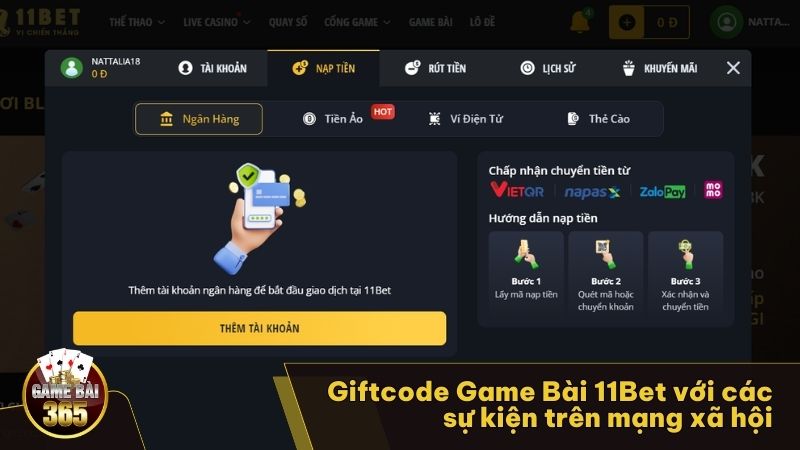 Giftcode Game Bài 11Bet với các sự kiện trên mạng xã hội