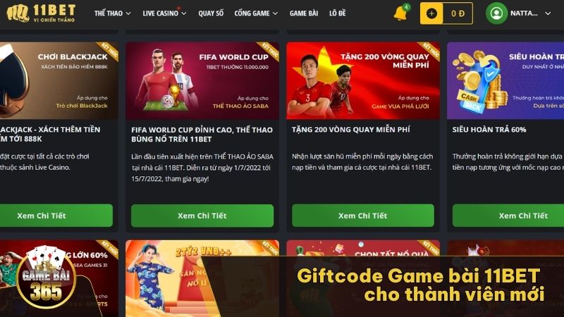 Giftcode Game bài 11BET cho thành viên mới