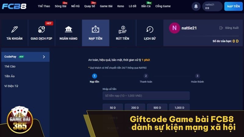 Giftcode Game bài FCB8 dành sự kiện mạng xã hội