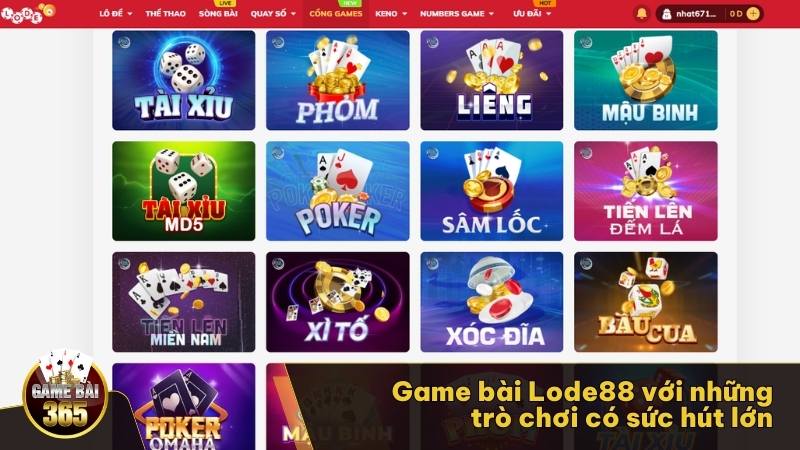 Game bài Lode88 với những trò chơi có sức hút lớn