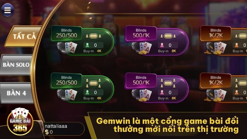 Gemwin là một cổng game bài đổi thưởng mới nổi trên thị trường