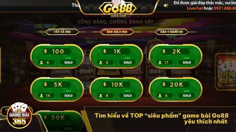 Tìm hiểu về TOP “siêu phẩm” game bài Go88 yêu thích nhất 